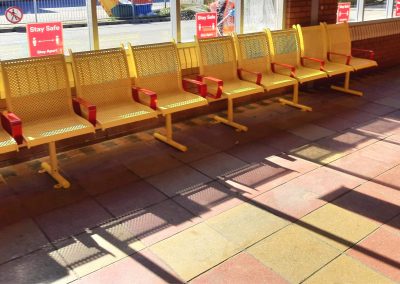 bus station seating following powder coating application at Northpoint